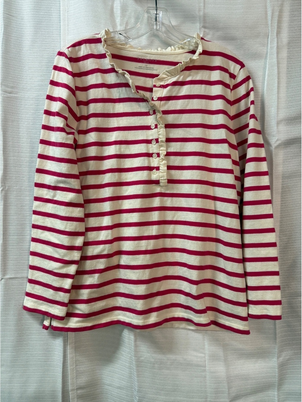 Talbots Petite LP Striped Cotton Long Sleeve Shirt